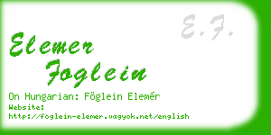 elemer foglein business card