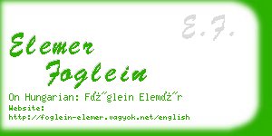 elemer foglein business card
